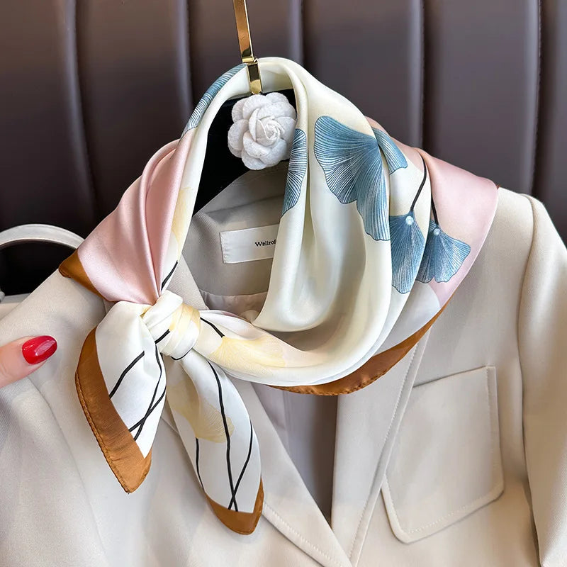 Luxury Brand Silk Satin Head Scarf for Women