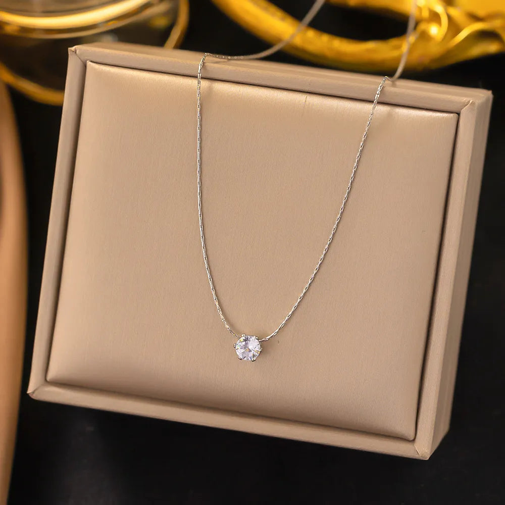 Shiny Clear Zircon Necklace for Women