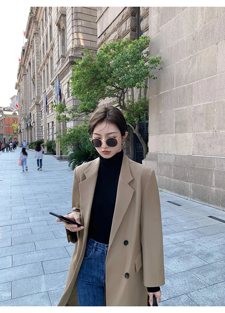 Women Trench Chic Leisure Elegant Single Breasted Jacket