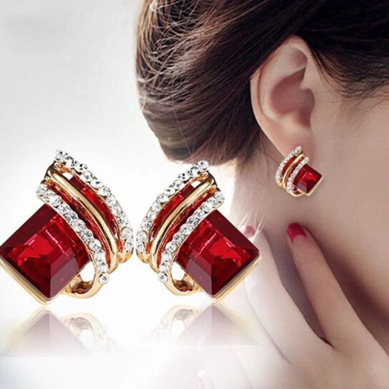 Luxury Fashion Zircon Earrings Large Gems