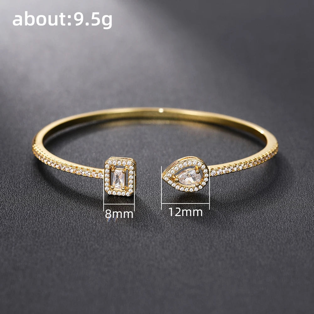 Trendy Luxury Women's Cuff Bracelet with Brilliant Cubic Zirconia