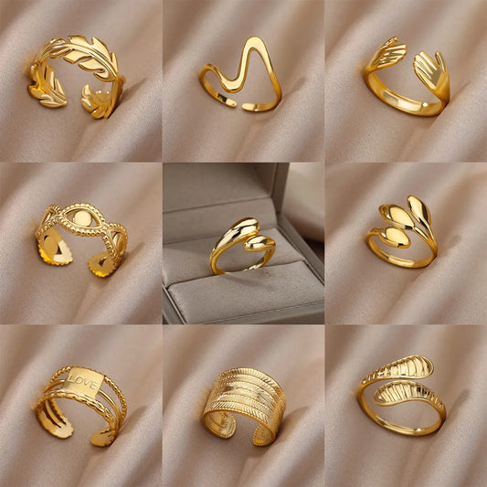 Rings For Women Men Gold Color Engagement Wedding