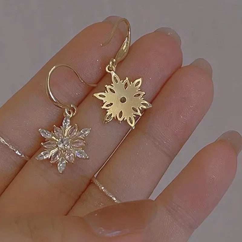 Fashion Trend Unique Design Elegant and Exquisite Christmas Pink Snowflake Earrings