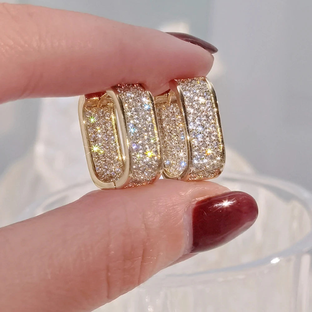 Unique CZ Hoop Earrings for Women/Girls