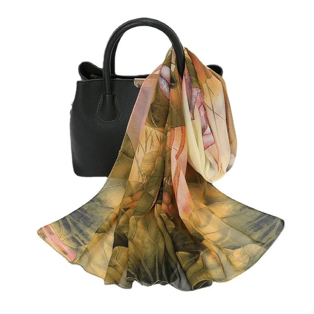 New Lotus Flower Printed Scarf for Women