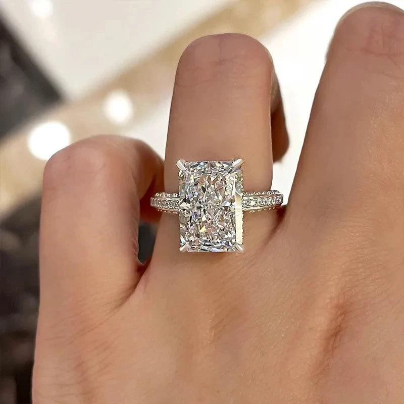 Elegant Rectangle Cut CZ Rings for Women Luxury