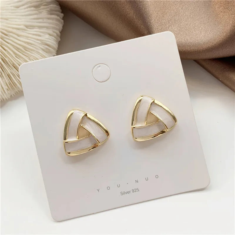 Fashion Twisted Woven Triangle Stud Earrings for Women