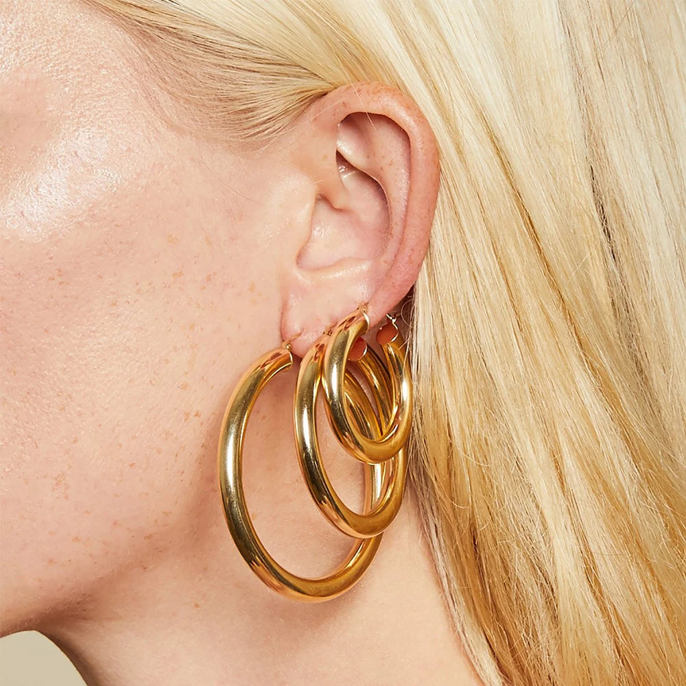 Trendy Gold Color Circle Hoop Earrings  Jewelry