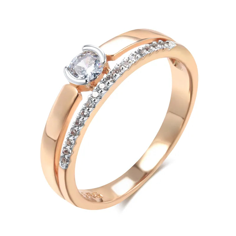 Luxury Zircon Rings For Women 585 Rose Gold Silver Color