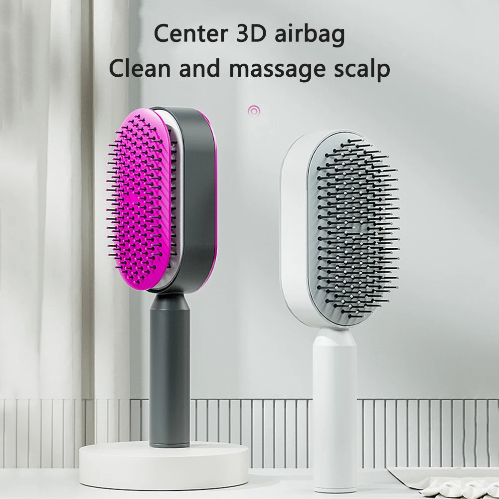 Self Cleaning Hair Brush for Women One-Key Quick Hair Comb