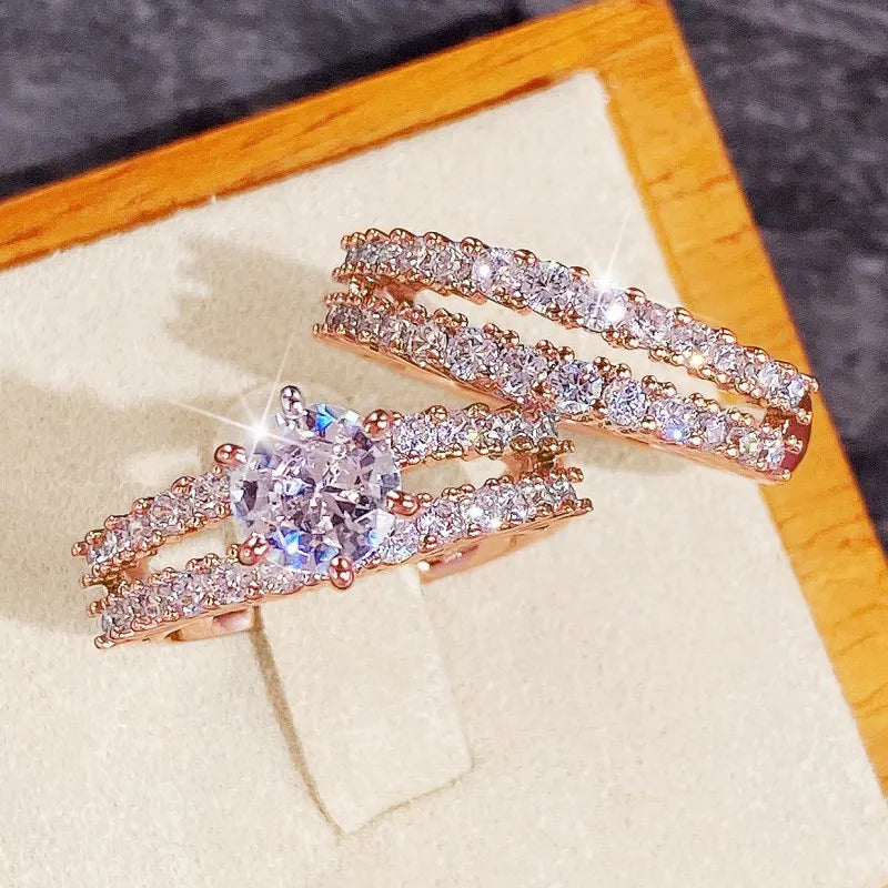 Set Rings Luxury Engagement Female Jewelry