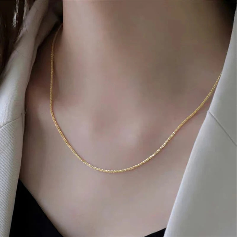 2023 Popular Silver Sparkling Clavicle Chain Choker Necklace