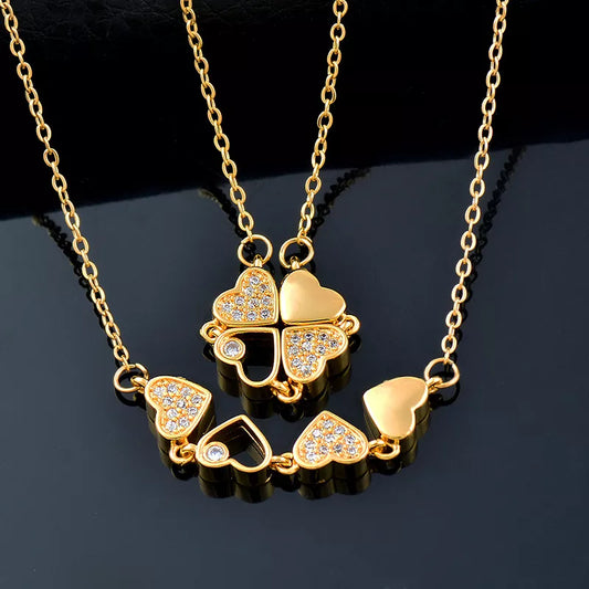 Four Leaf Clover Magnetic Necklace Vintage Heart-shaped Stainless