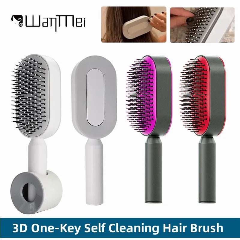 Self Cleaning Hair Brush for Women One-Key Quick Hair Comb