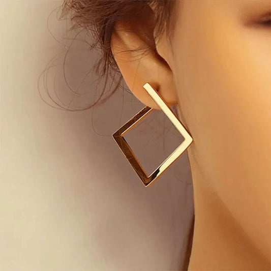 Retro Minimalist Square Earrings Irregular Stud Earrings