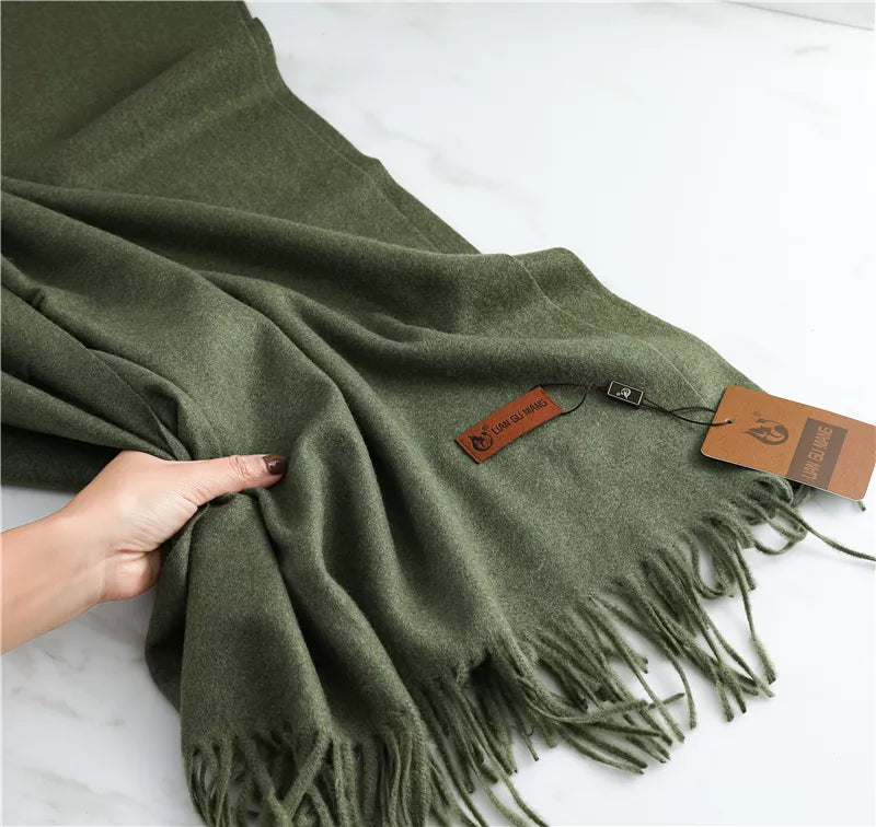 32 Color Solid Thick Cashmere Scarf for Women Large 190*68cm