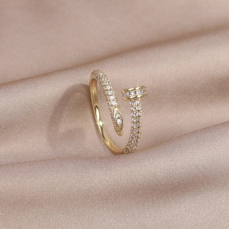 14K Real Gold Plating Zircon Geometric Ring E