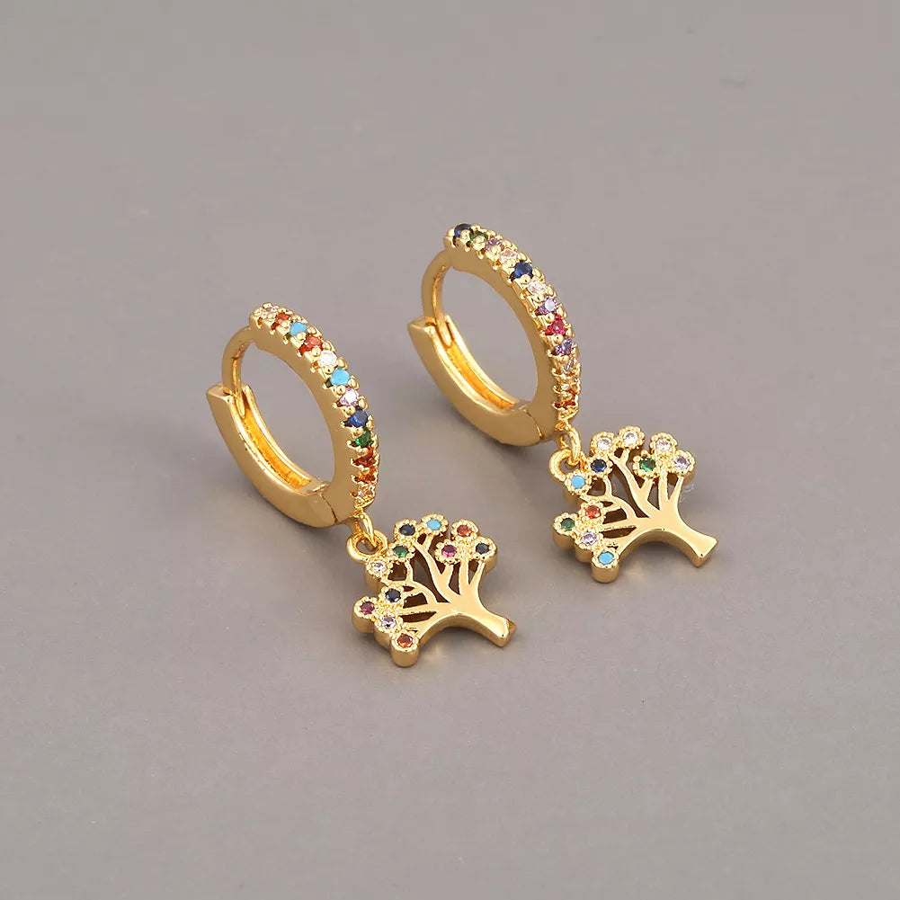 Gold Color Tree Of Life Earrings