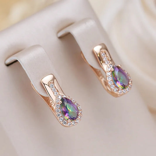 Drop Design Colorful Zircon Dangle Earrings