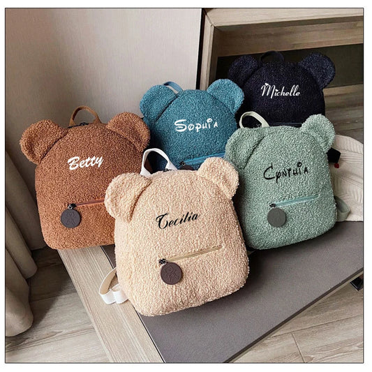 Personalised Womens Girls Cute Bear Pattern Backpack