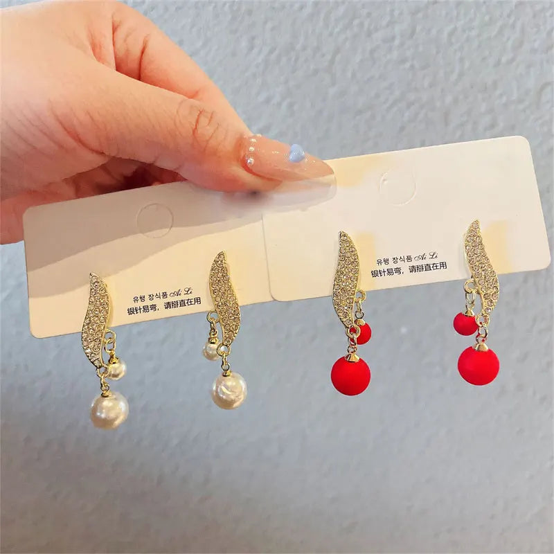 2024 New Elegant Imitation Double Pearl Dangle Earrings