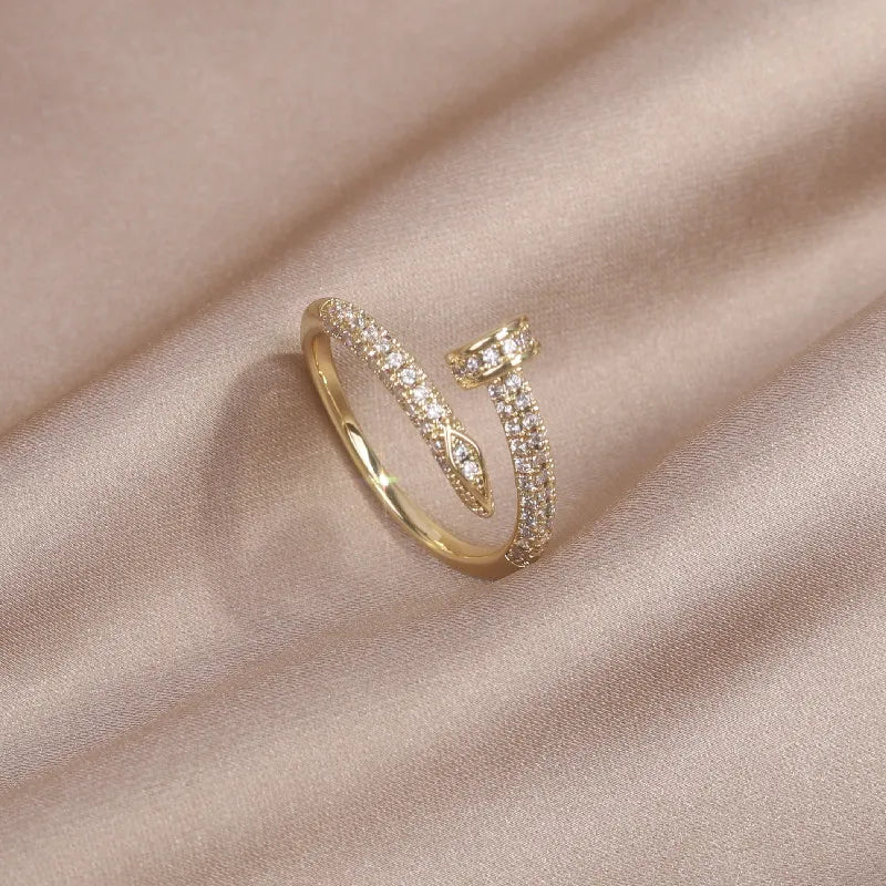 14K Real Gold Plating Zircon Geometric Ring E