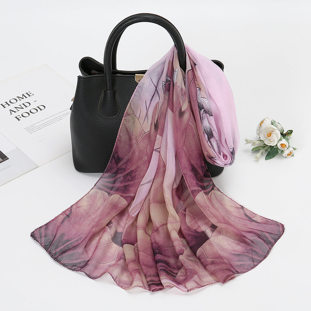 New Lotus Flower Printed Scarf for Women