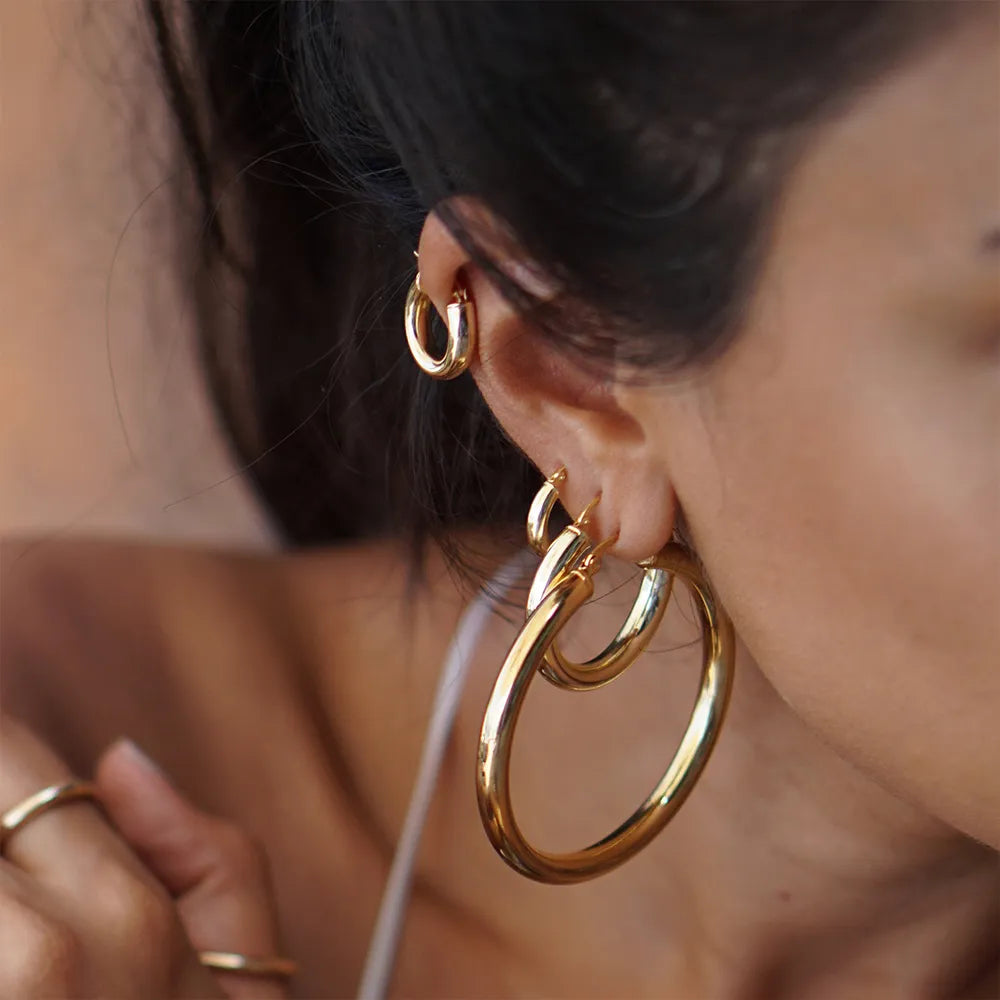 Trendy Gold Color Circle Hoop Earrings  Jewelry