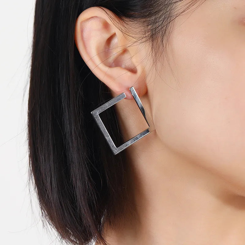 Retro Minimalist Square Earrings Irregular Stud Earrings