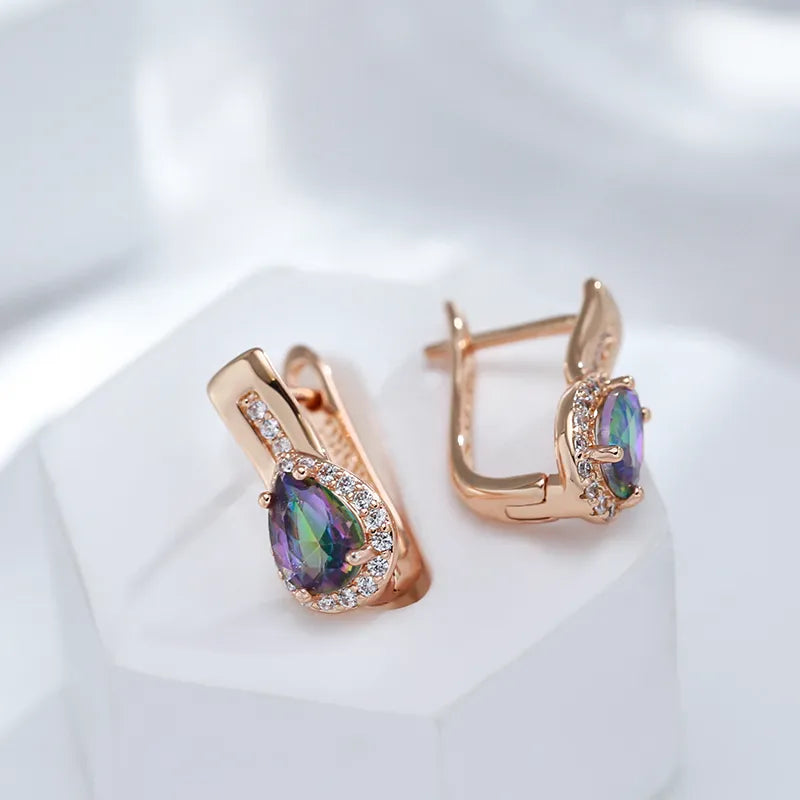 Drop Design Colorful Zircon Dangle Earrings