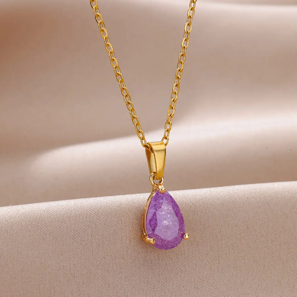 Zircon Teardrop Necklaces For Women