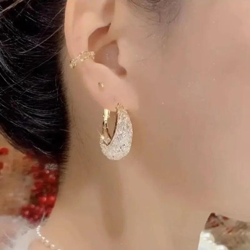 New Fashion Trend Elegant Luxury Mesh Zircon Earrings