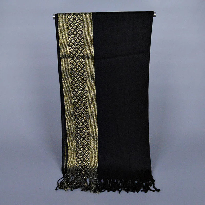 Fashion Gold Thread Tassel Shawl Shining Hijab Scarf