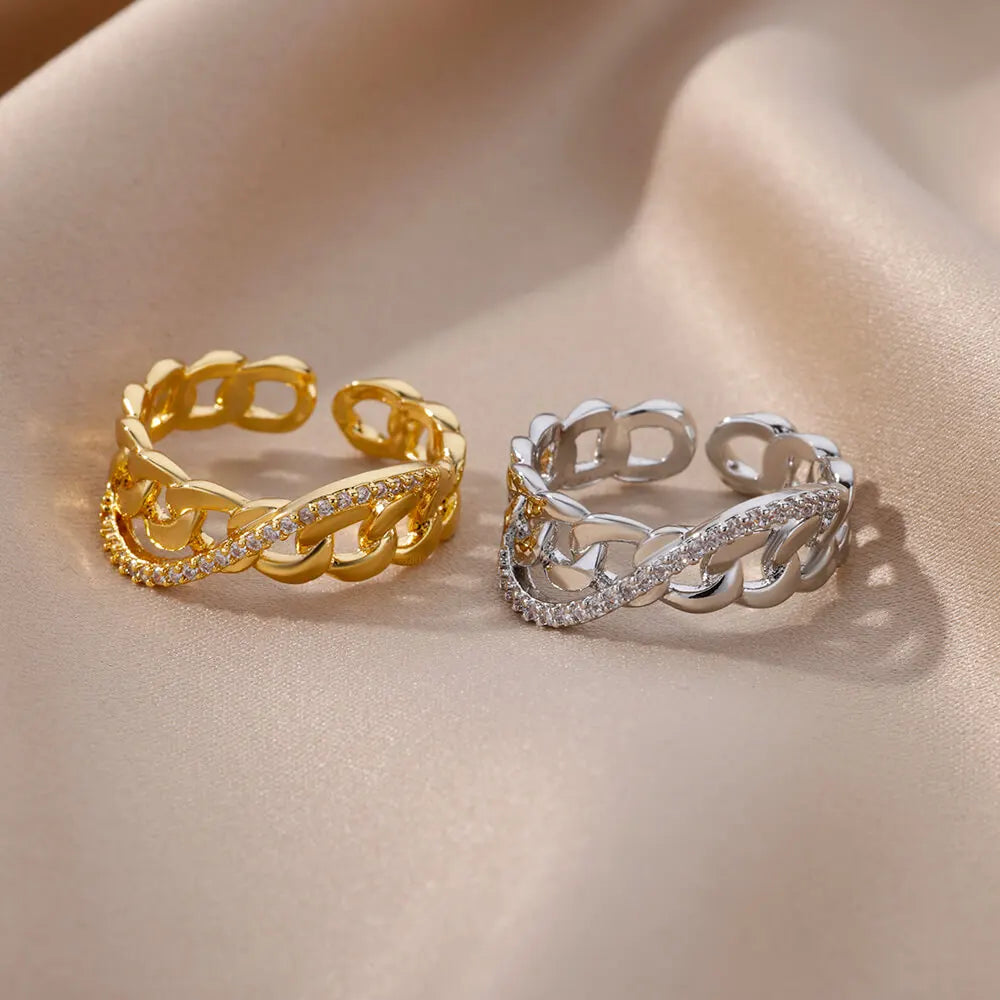 New Zirconia Twist Metal Rings For Women