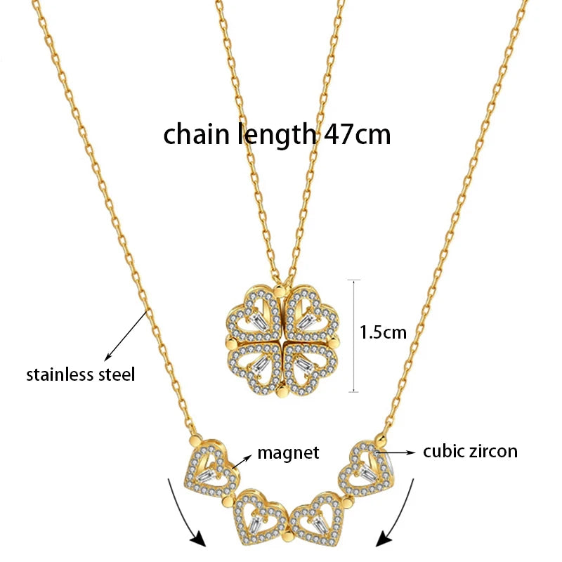 Fashion Transform Four Leaf Pendant Necklace