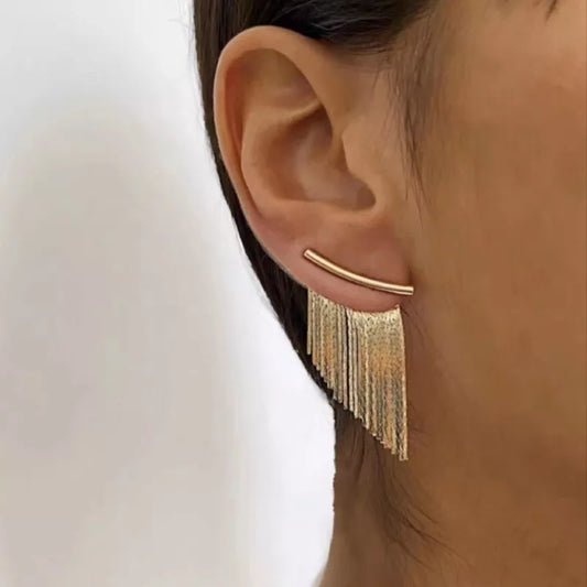 Long Statement Gold Color Earrings