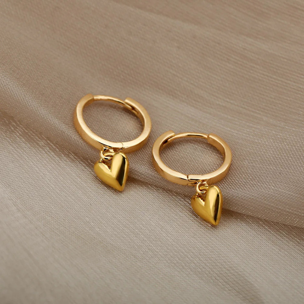 Heart Earrings  Gold Color Love